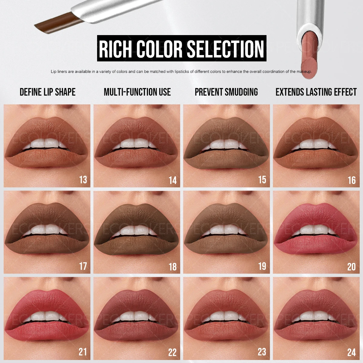 Caneta delineadora labial de longa duração e à prova d'água, à prova de suor, presente perfeito para mulheres, adequada para criar looks delicados de maquiagem, 1 peça