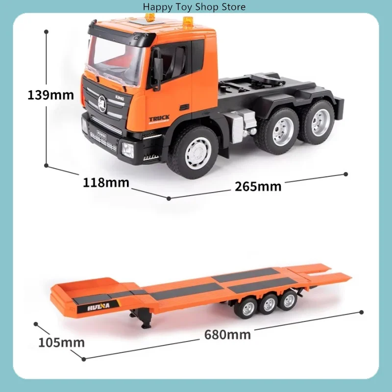 Alloy RC Flatbed Trailer Excavator Set Remote Control Engineering Truck Alloy Engineer Vehicle Huina 1319 1318 1/18 9 CH Semi