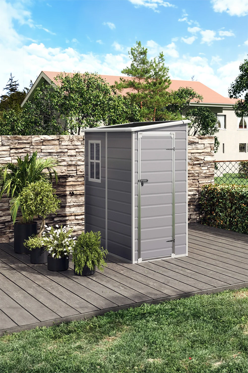 سقيفة تخزين خارجية من breeinsin ، سقيفة راتنج بلاستيكية مع أرضية ، باب قابل للقفل لحديقة الفناء الخلفي ، درع أدوات الحديقة #6