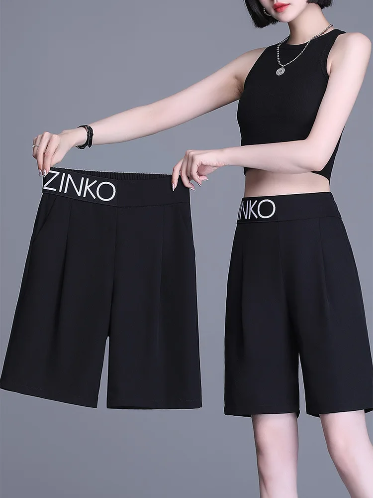

Women's Summer Thin Casual Straight Shorts 2025 New Plus Size High Waist Wide Leg Casual Mid-Length Shorts