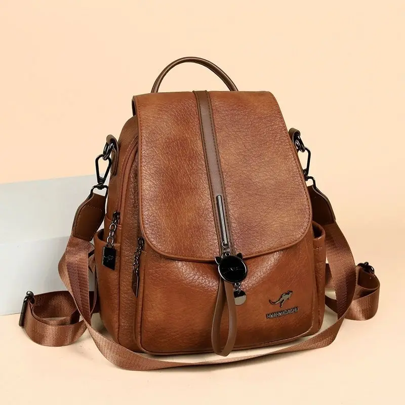 Ladies Backpack New Fashion Travel Soft Leather Casual Versatile Large Capacity Mother Backpack Exquisite Simple Personality