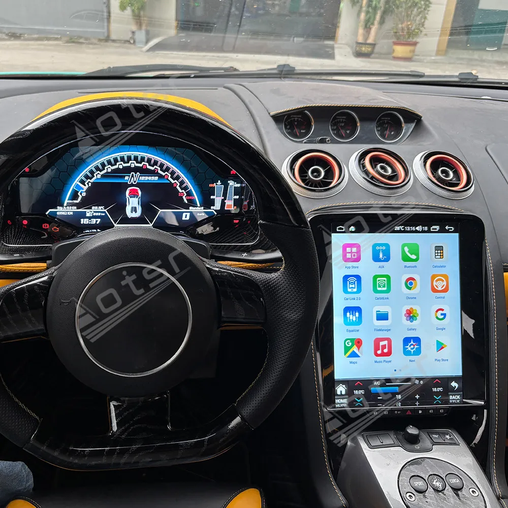 For Lamborghini Gallardo 2003~2013 Carplay Speed Meter Car LCD Cluster Instrument Panel Multimedia Player Dashboard Modification