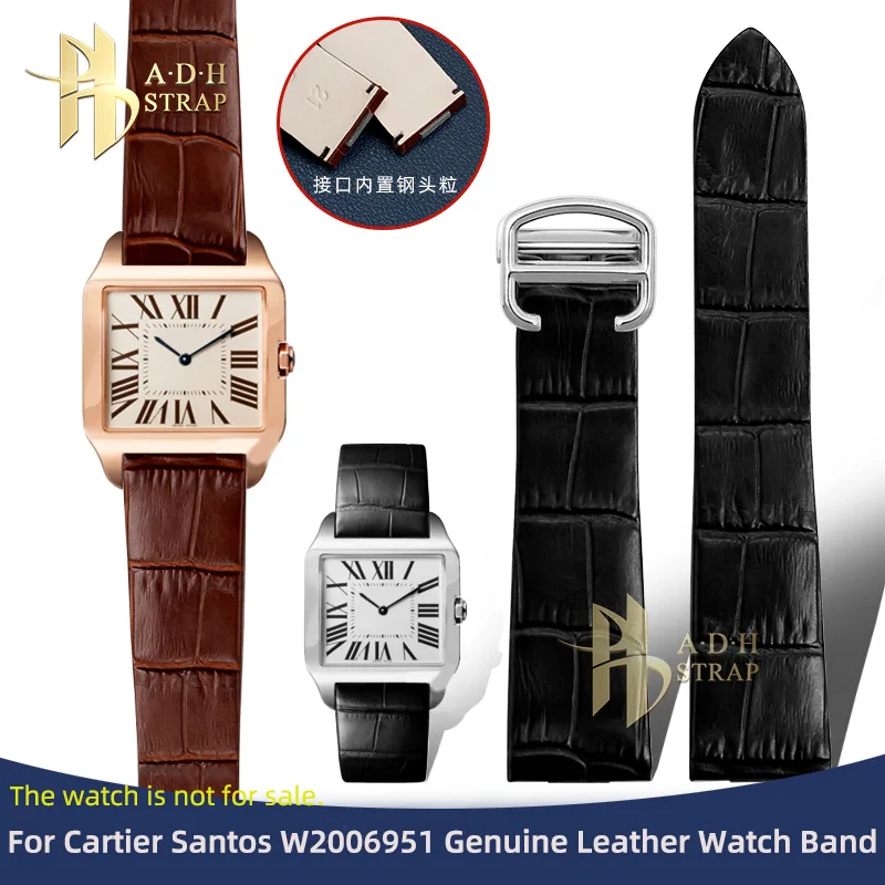 

For Cartier Santos W2007051 W2006951 Genuine Leather Watch Band Dedicated Interface Thin Cowhide Wristband 18MM 21MM Strap Belt