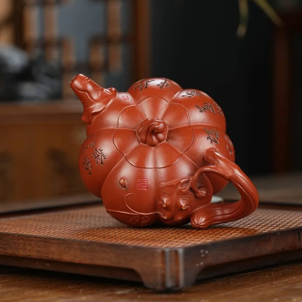 Pumpkin-Shaped Yixing Purple Clay Original Mineral Clay Creative Art Utensils Set Tea Ceremony Flower Vessel Biomimetic Pot
