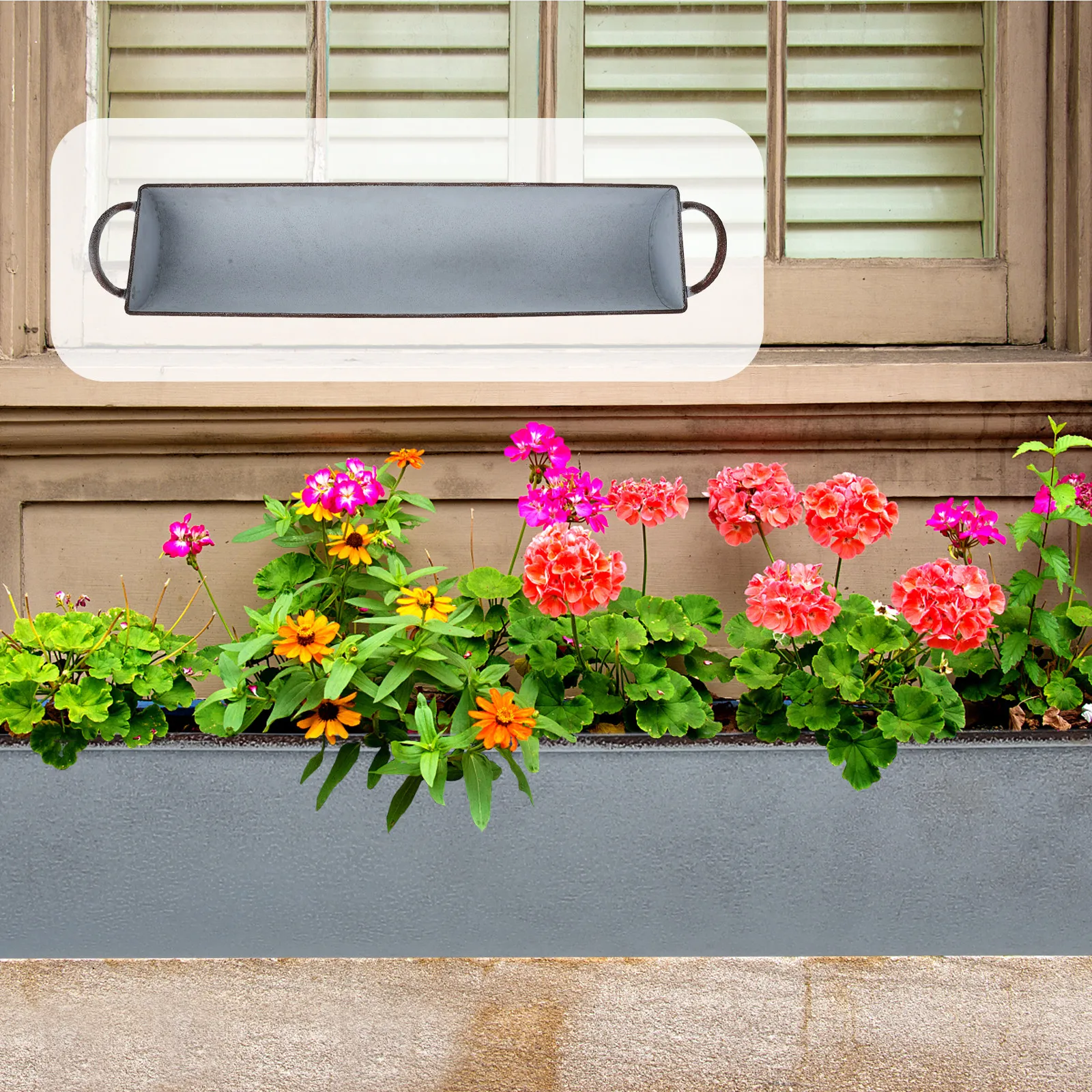 

Desktop Storage Tray Rectangular Handle Organizer Snack Sundries Flower Holder Multipurpose Container