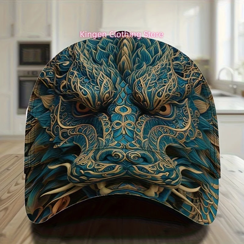 1X Fierce Dragon Pattern Graffiti Hip Hop Fashion Baseball Cap - Unique Street Style Design, Adjustable Size, Cool Pattern, Spor