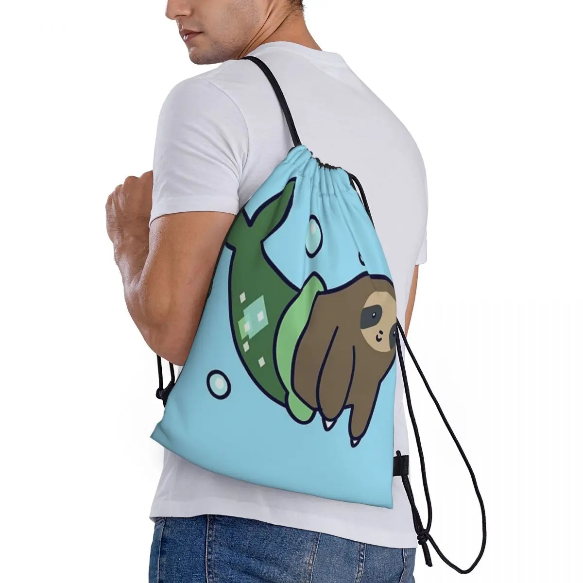 Drawstring bag Storage Portable Handbags Mermaid Sloth Grocery Shopping Shoulder bags foldable Travel Bag