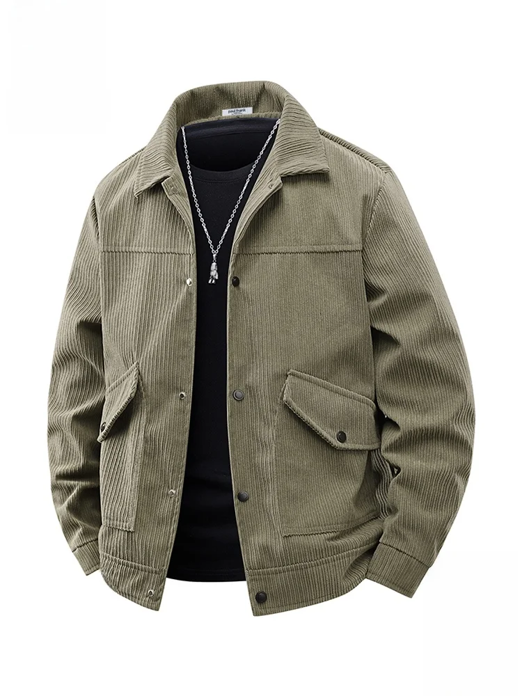 

PaulFrank Men's Loose Fit Corduroy Jaet Autumn 2025 New Workwear Casual Zipper ket Iron Free Polyester Youth Faion