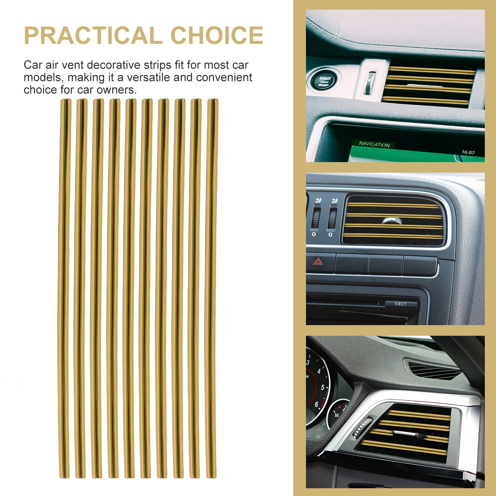 

20 Pcs Electroplating Decorative Strips Air Conditioning Outlet Decoration Accessories Car Vent Grille Trim Abs Decorations for