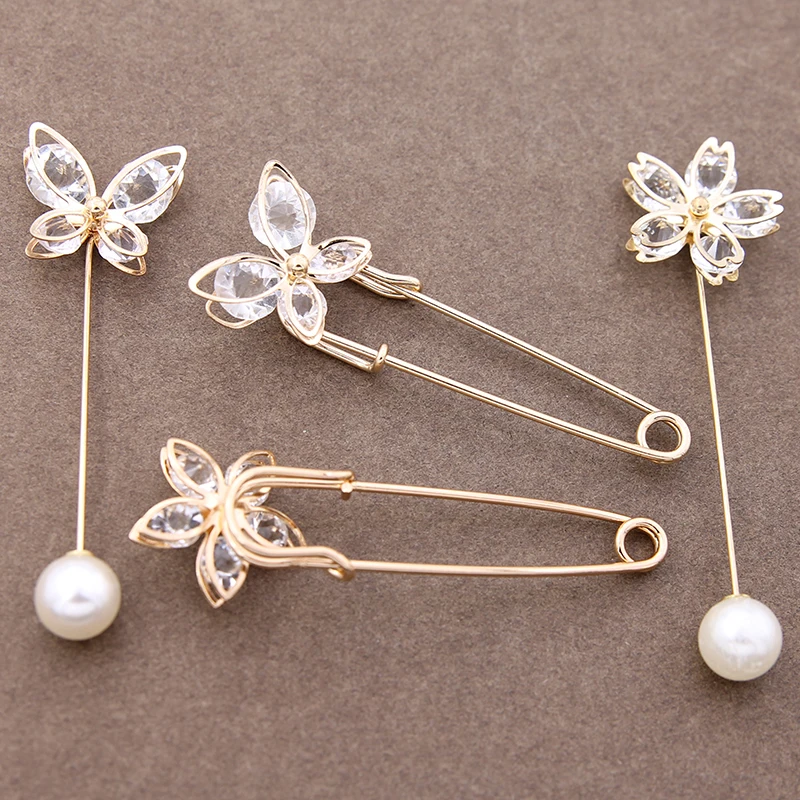 1pcs Pearl Brooches Set Waist Buckle Cardigan Jeans Button Brooch Pins Women Sweater Coat Anti Fall Pearls Clothes Pin Decoratio