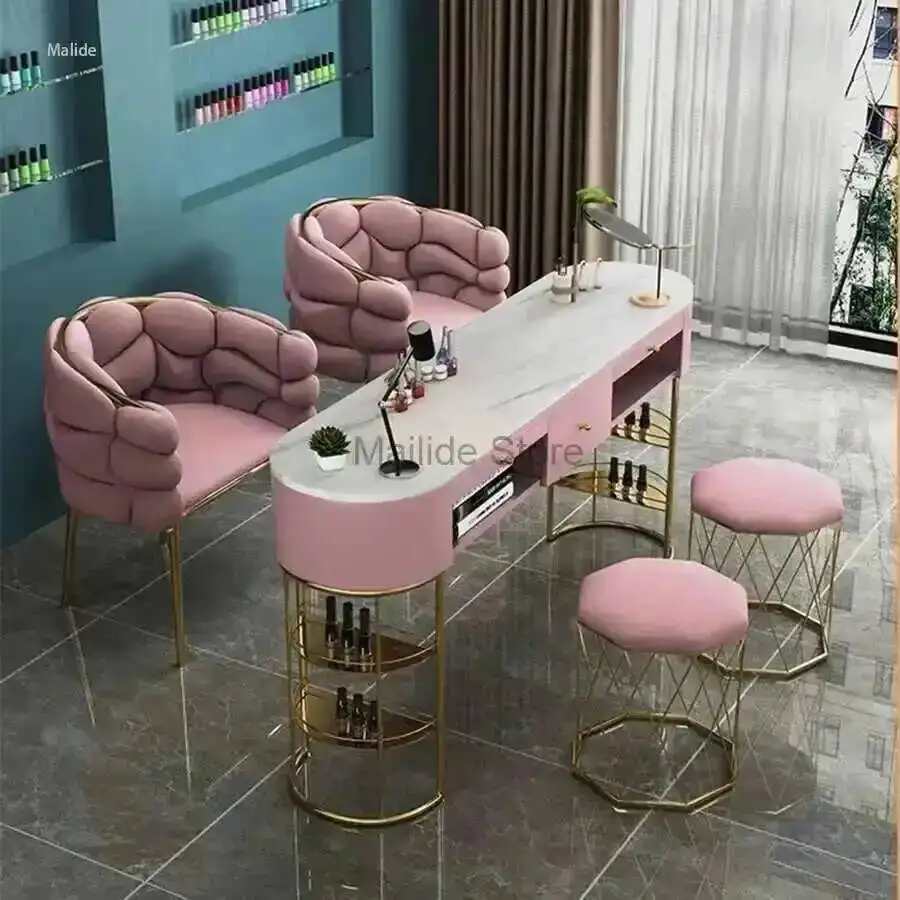 

Creative Nail Nail GY Double Nordic Tables Manicure Table Set Nail Shop Single Professional Manicure Table Salon Furniture
