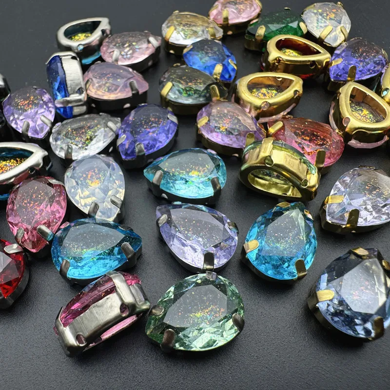 Pear Weeding Decoration Water Drop Fancy Resin Claw Rhinestones Teardrop Strass Sew On Clothing Dress Jewelry Accessories