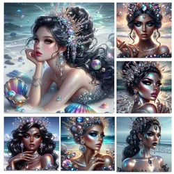 5D Diy Diamond Mosaic Art Embroidery Kits Pearl Beautiful Sexy Mermaid Woman Diamond Painting Large Cross Stitch