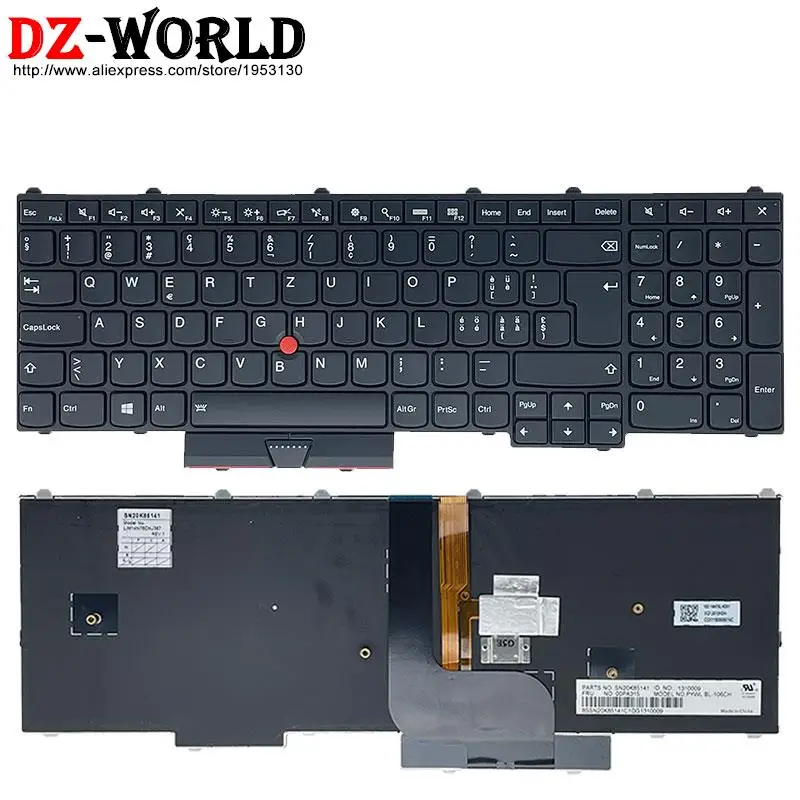 Backlit Keyboard for Lenovo Thinkpad P50 P70 P51 P71 Laptop DK IS CZ DE CH NDC SK SI HU NO PT BG NL IT EE