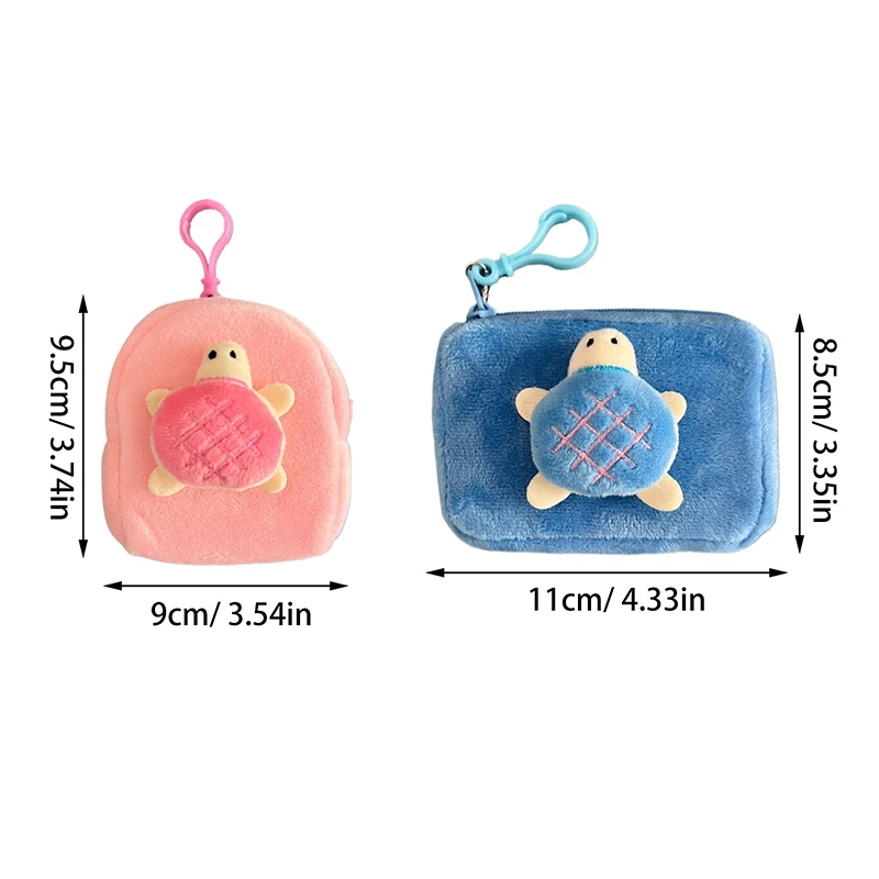 Plush Turtle Coin Money Bag Earphone Organizer Bag Mini Wallet Purse Student Backpack Pendant Plush Keychain Gift Ornament