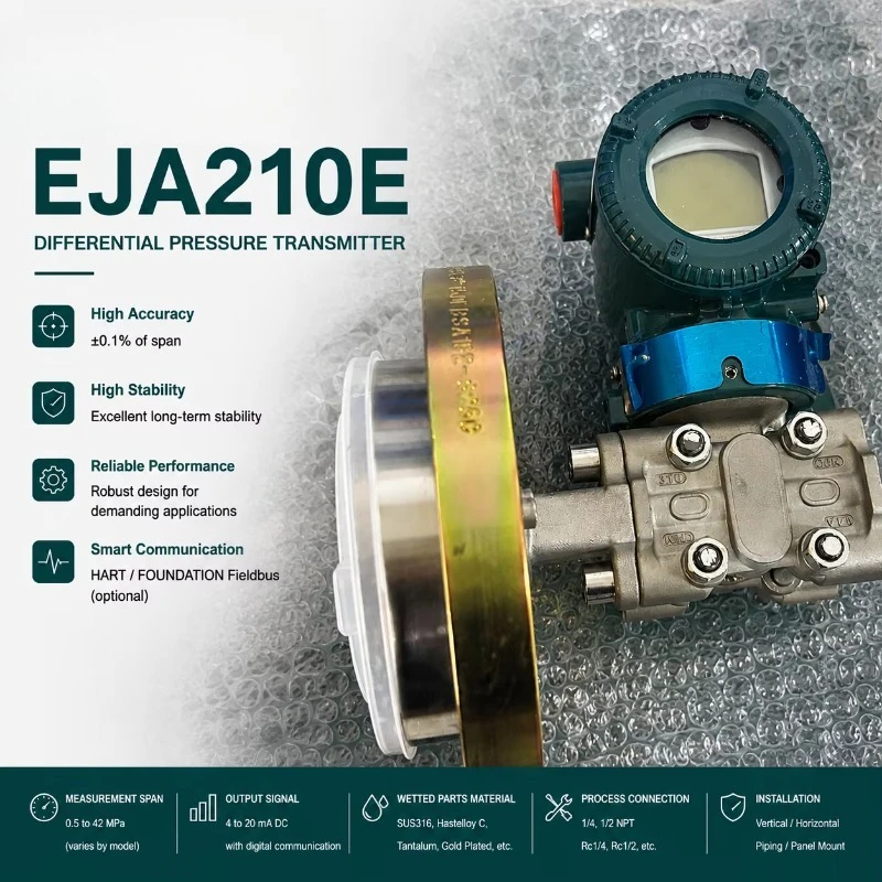 EJA210E Differential Pressure Transmitter High Accuracy 0.075% Industrial Grade  Difference Pressure Transmitter