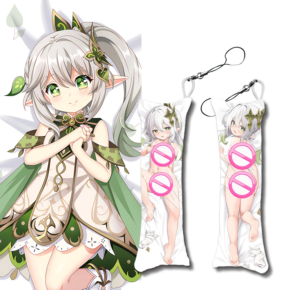 Nahida Mini Dakimakura Keychain Cute Anime Genshin Impact Key Chain Small Pillow Decoration Pendant Otaku Backpack Pendants Gift