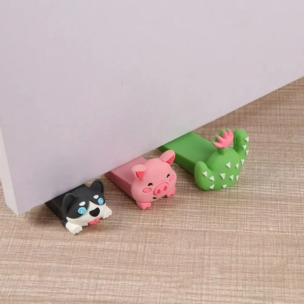 New Silicone Cartoon Door Stop Reusable Shock Absorbent Block Wedge Doorstops Home Door Anti-collision Stopper Floor Holder