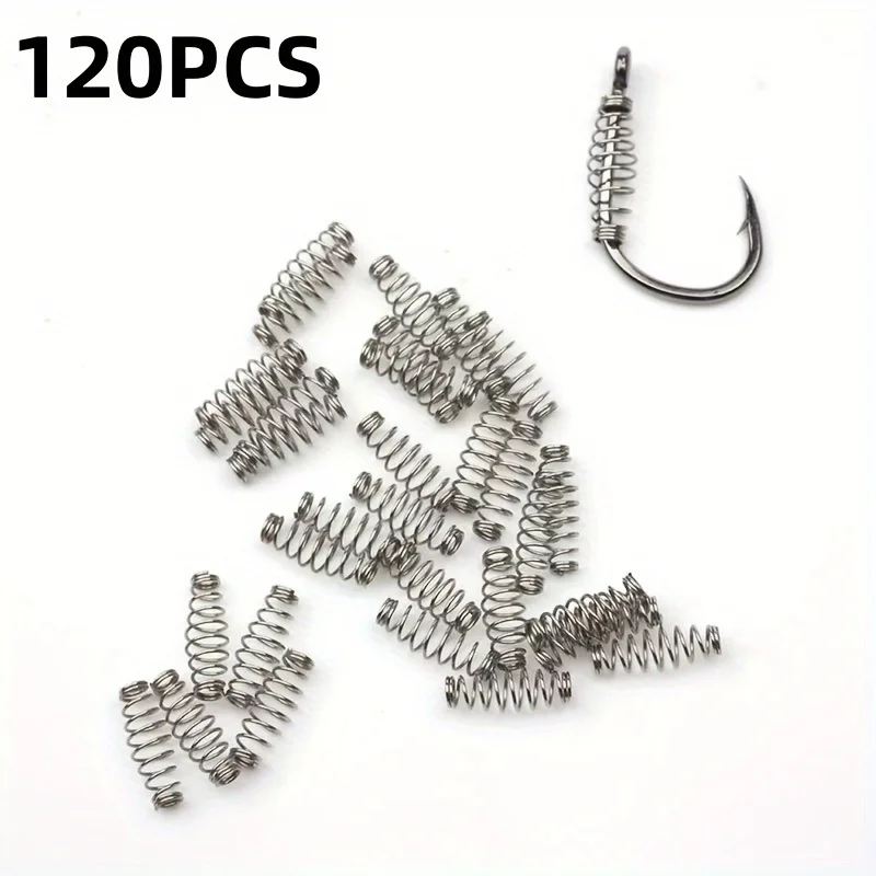 120pcs of Stainless Steel Fishing Hook Springs, Designed for Carp And Bait Fishing Additions, Featuring Spring Bait Feeders