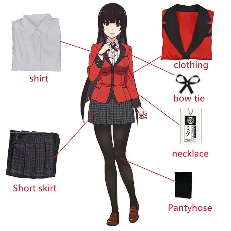 Kakegurui Jabami Yumeko Cosplay Kostuum Vrouwen Anime Cosplay Pruik Halloween Kostuum Voor Vrouwen Kleding Carnaval Maskerade Feest