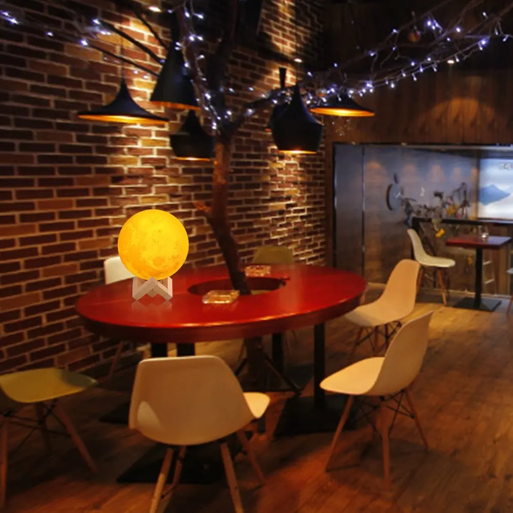 Recarregável LED Moon Lamp, 3D Print, Night Light, Criativo, Interruptor De Toque, Decoração Do Quarto, Presente De Aniversário