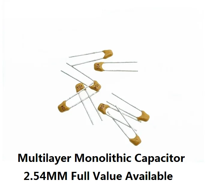 50PC Monolithic Capacitor 101 102 103 104 105 220 330 50V 100nf 100PF/1UF/10NF/0.1UF/22P/33P Momo NF 22PF 33PF 2.54mm Multilayer