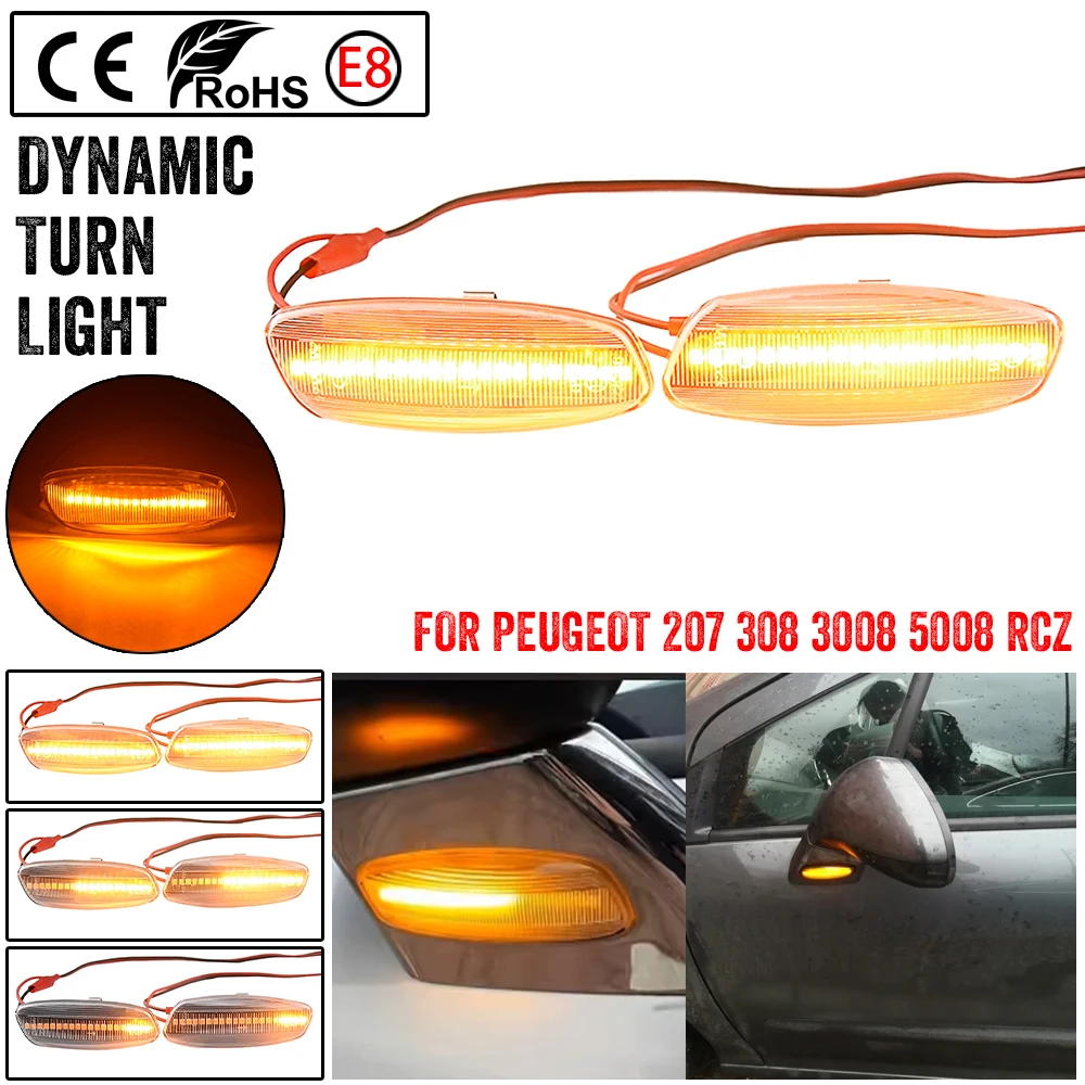 

For Peugeot 207 308 3008 5008 RCZ For Citroen C3 C4 C5 DS3 DS4 Car LED Dynamic Turn Signal Blinker Side Marker Fender Light