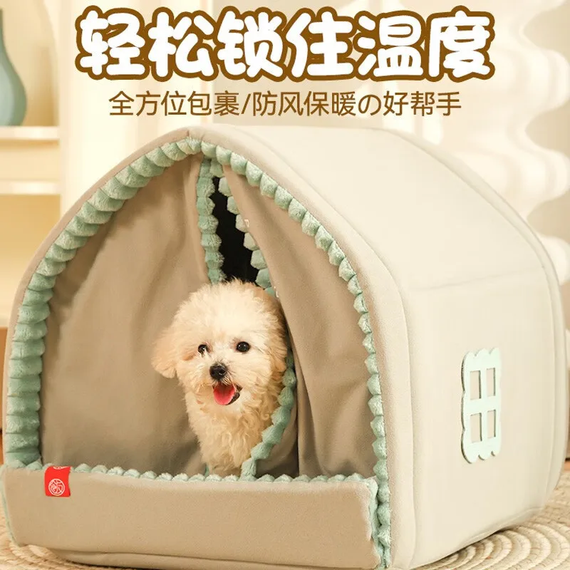 Kennel Winter Warm Small Dog House Closed Pet Winter Dog Bed Cat Nest Four Seasons Universal Dog House