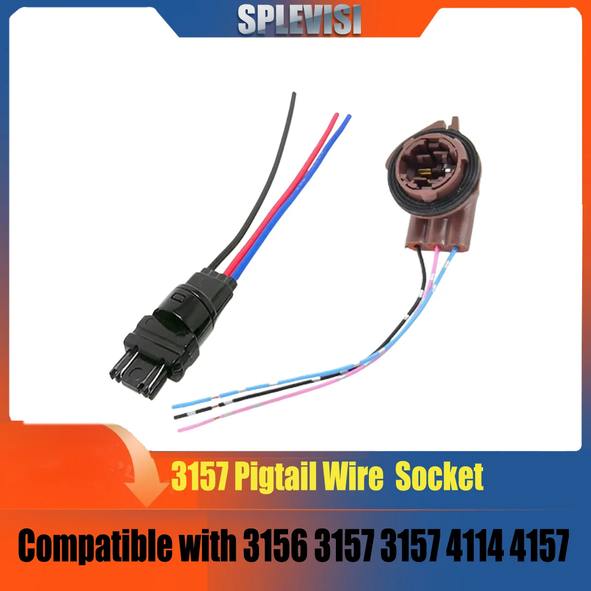 

T25 3156 3157 Male Plug Extended Pigtail Wire Socket Connector Cable for 3156 3157 3157 4114 4157 Brake Turn Signal Light