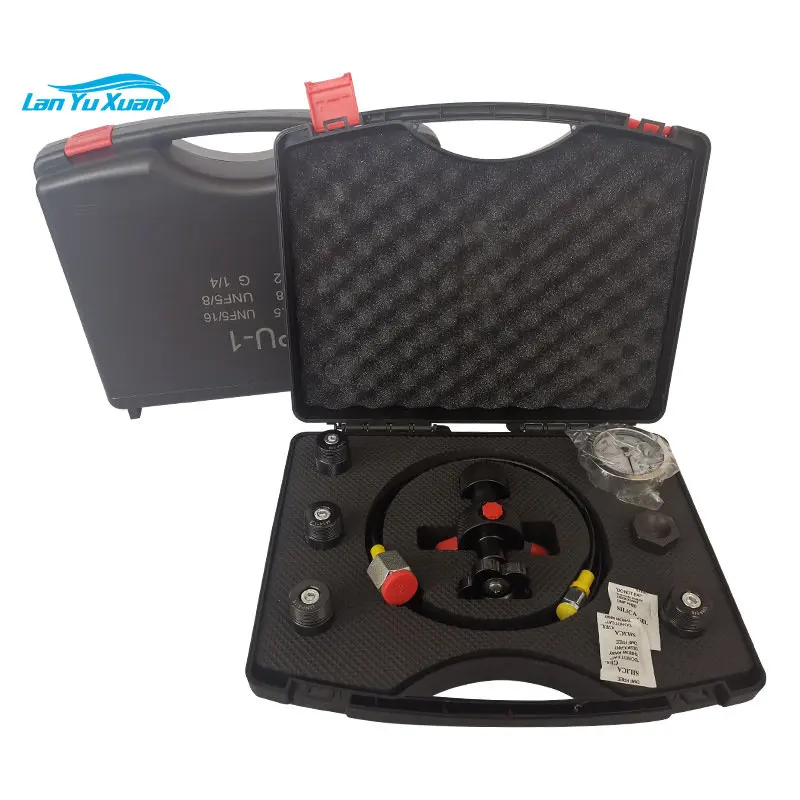 

0-400Bar 6000Psi Pressure Gauge Test Kit Pressure Gauge Kit Five Types Adapters Hydraulic Accumulator Nitrogen Charging Valve