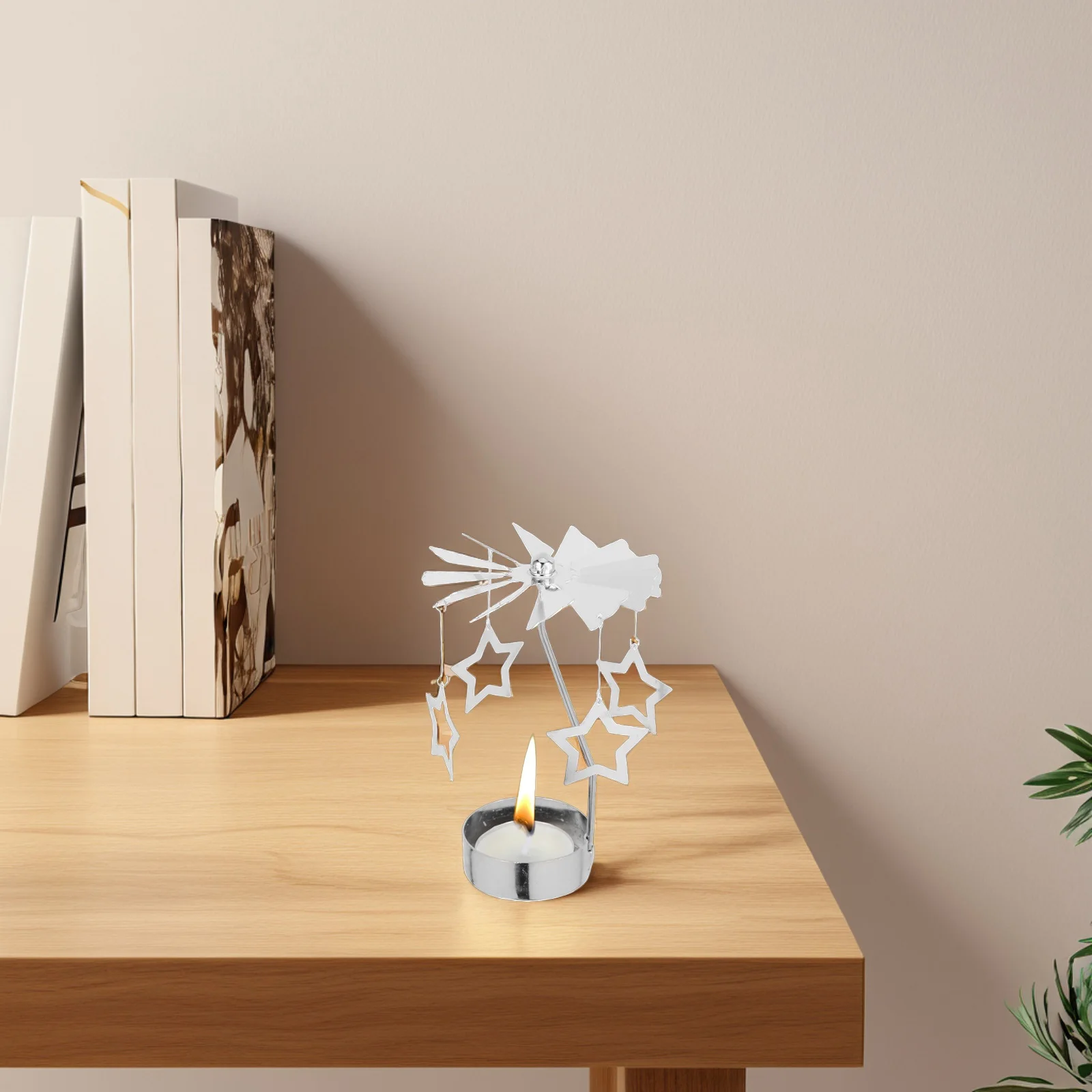 

Rotating Candlestick Five Pointed Steel Iron Decorative Light Shadow Reflection Home Wedding Gathering Accessory