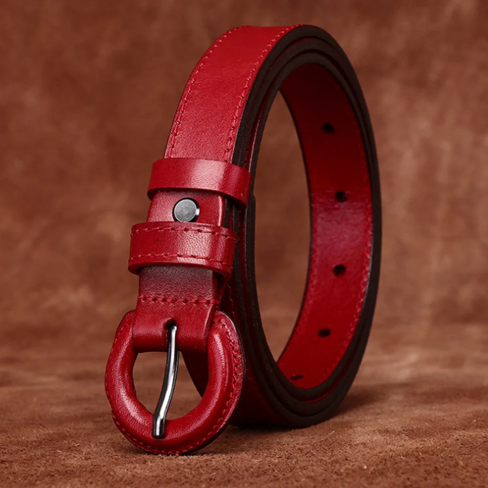 Ladeis Retro Pure Cowhide Pants Anti Allergic Belt for Women 2.2cm Wide