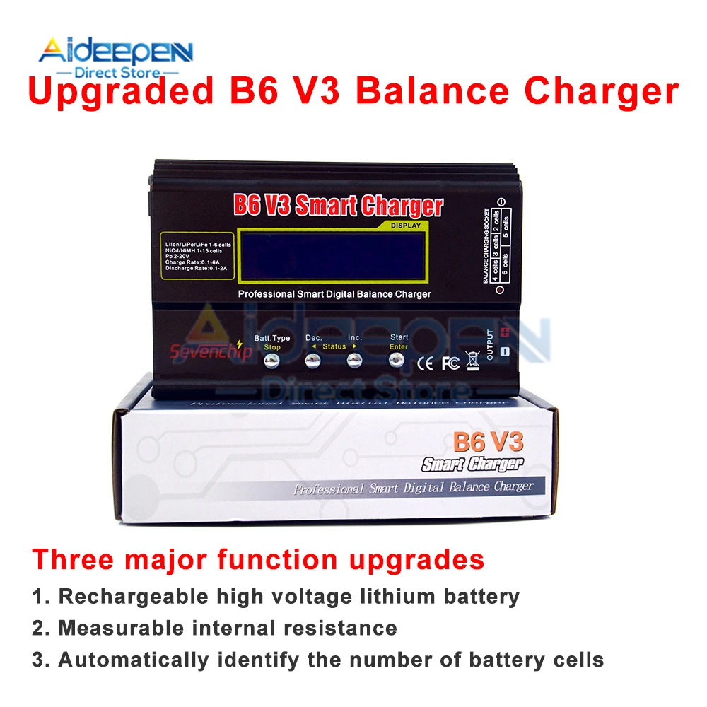 iMAX B6 V3 80W 6A 2S-6S Battery Charger LiHv Lipo NiMh Li-ion Ni-Cd Digital RC Charger Lipro Balance Charger Discharger+Adapter