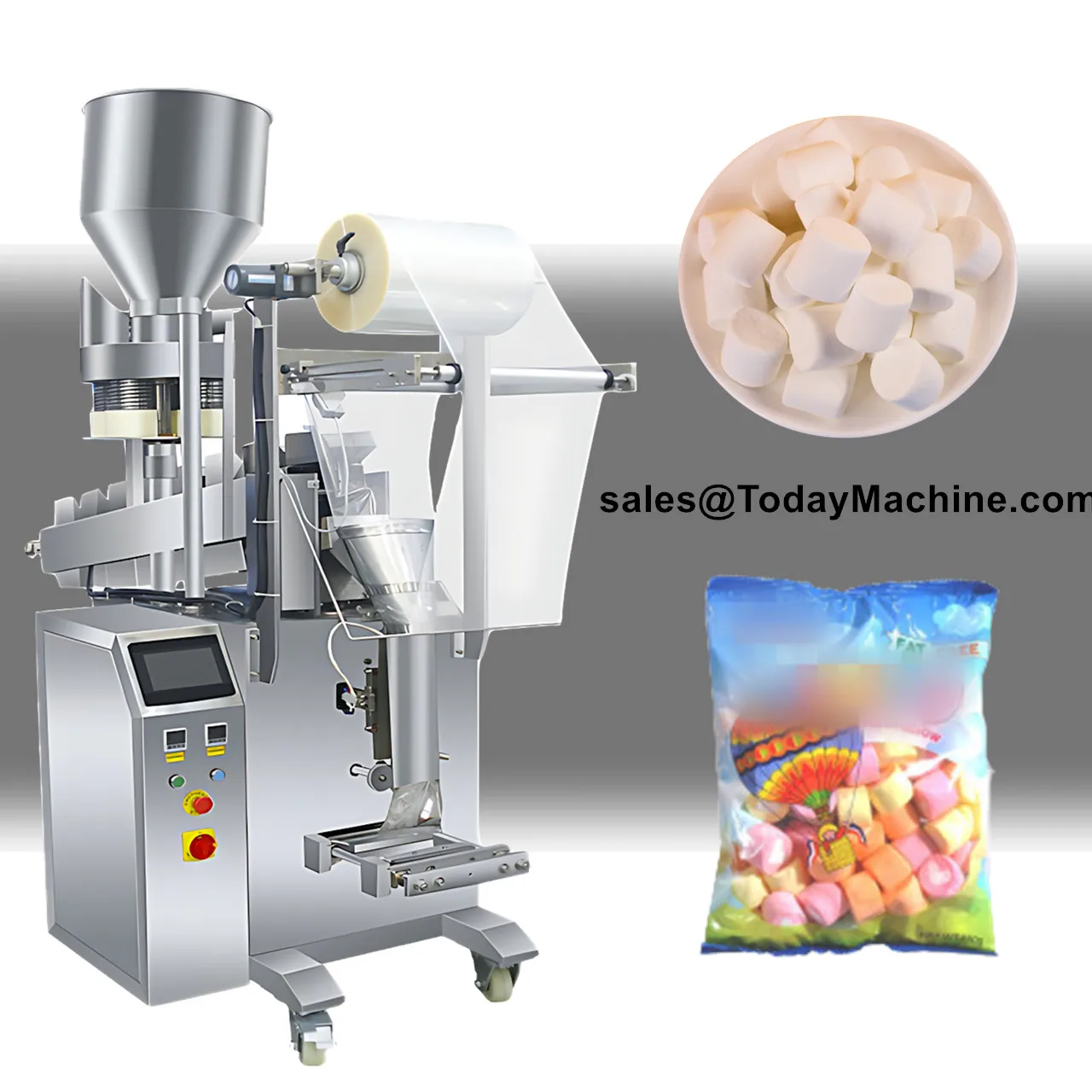 Automatic Vertical Sweet Snacks Chocolate Snacks Gummy Bear Soft Candy Weighing Bag Packing Machine