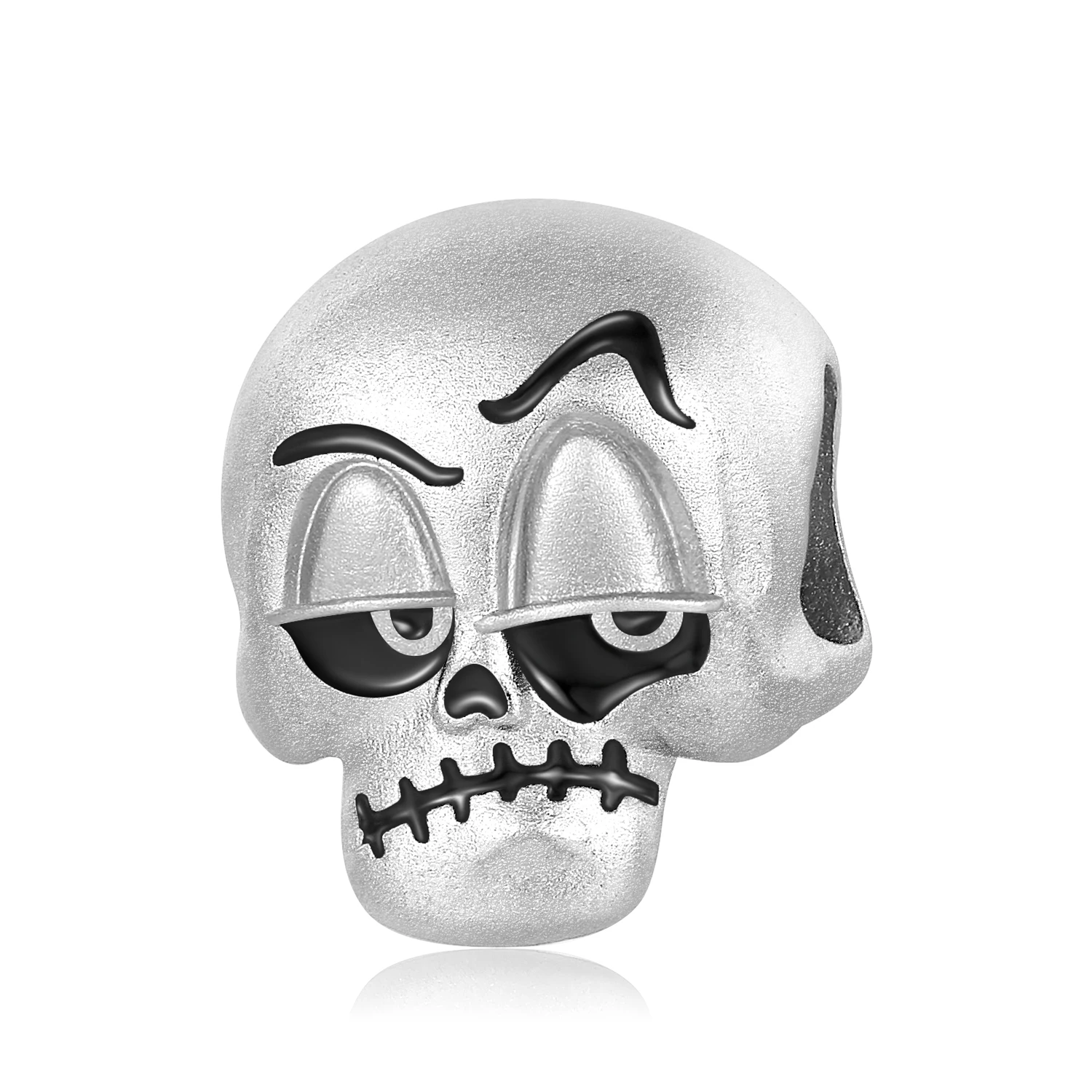 jiuhao 925 Sterling Silver Cartoon Skull Face Smile & Cry Emoticon Charms for Women Diy Making Bracelet Bangle Halloween Bead