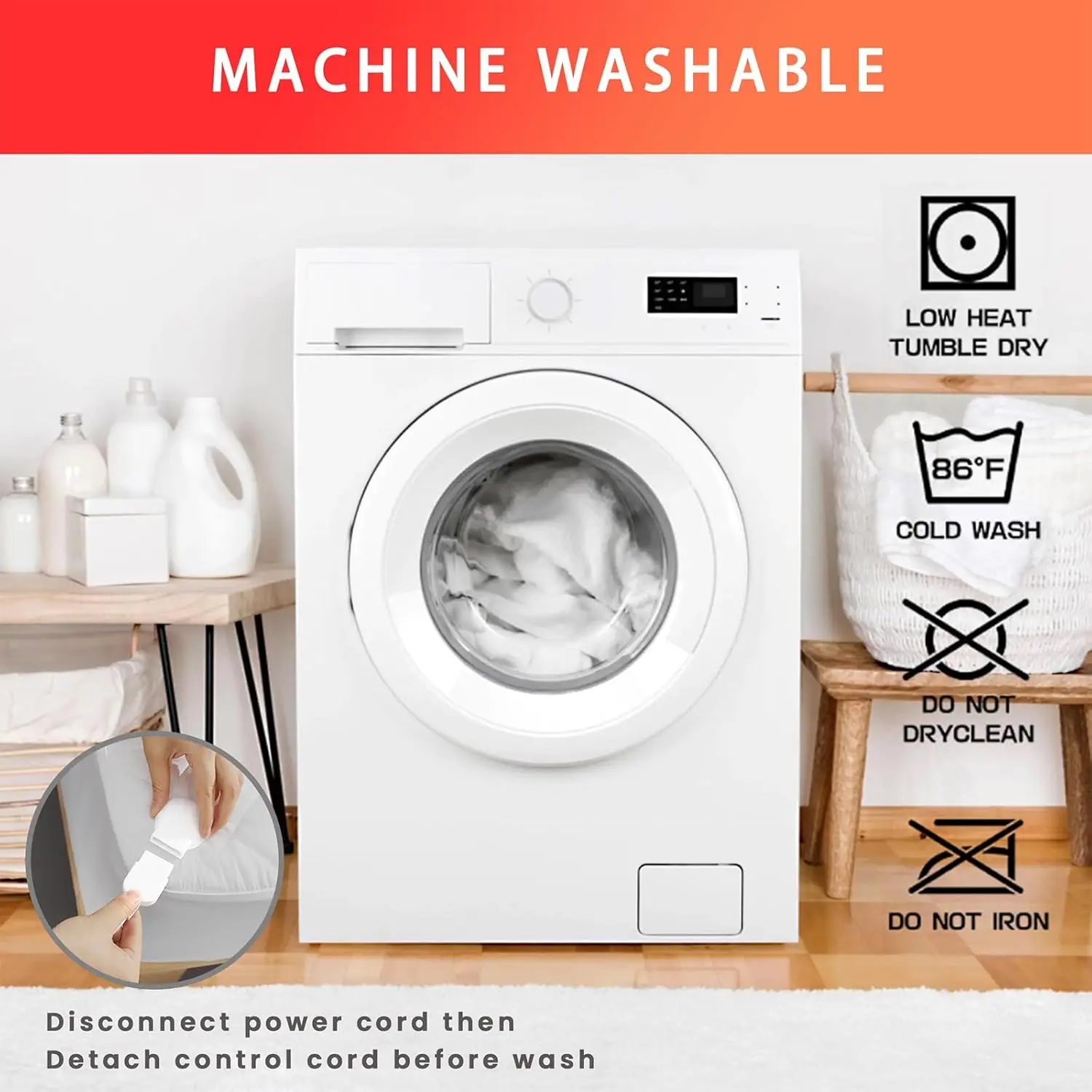 Queen Size Electric Heated Mattress Pad with Dual Control, 8 Heat Settings, Auto Shut Off, UL Certified, Machine Washable