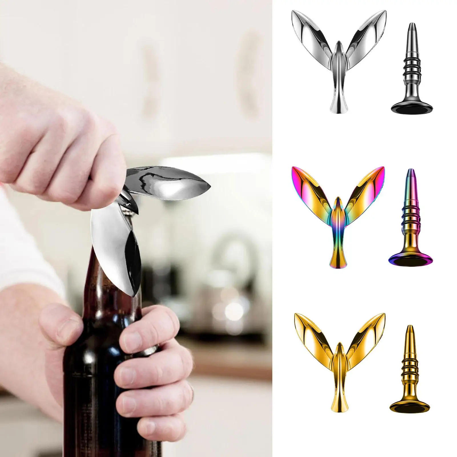 Flying Bird Beer Bottle Opener Floating Balance Bird zinc alloy Jar Opener Roly-Pot Bird Flying Bird table deco for Bar Kitchen
