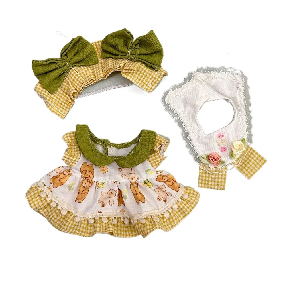 Lolita 20 cm Vestiti per bambole in cotone Copricapo Abito da principessa Bambola Lolita Dress Toy Outfit Stile pastorale