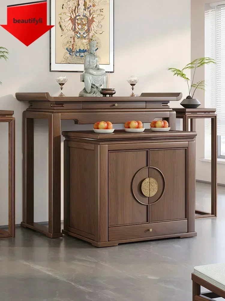 Q181  lt Black walnut table incense case household Taiguan Gong Xianjia Bodhisattva Buddhist hall solid wood, shrine