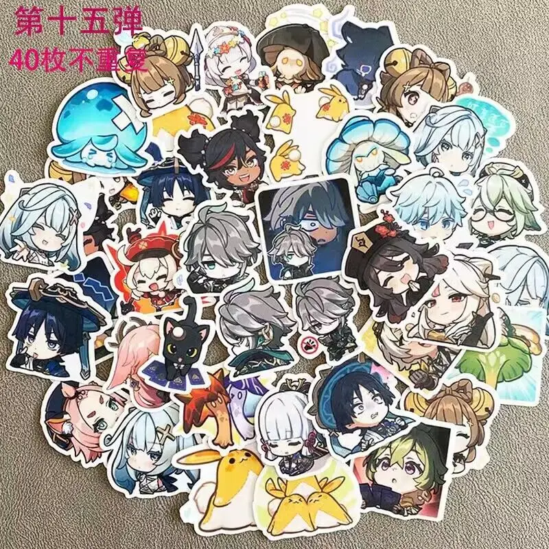 40 PCS Anime Genshin Impact Scaramouche Tighnari Cute Stickers Game Figure Label Sticker Phone Laptop Guitar Luggage Decoration