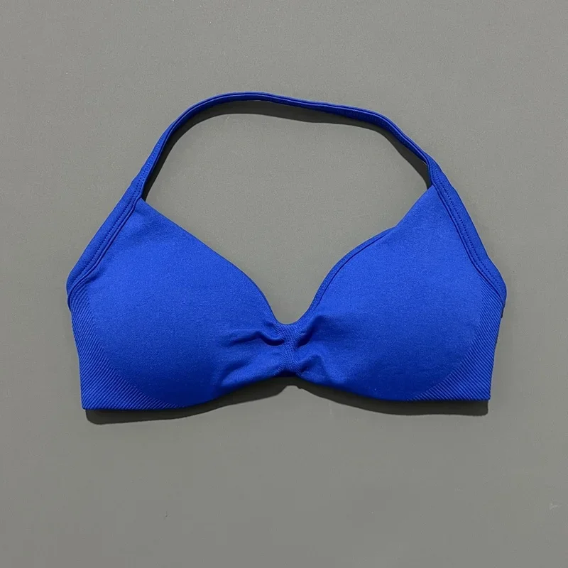 HISTELLO Sportbeha Push Up Strappy Sexy Open Back Gym Crop Top Verwijderbare Cups Vrouwen Workout Kleding Gym Top Halter Sportbeha