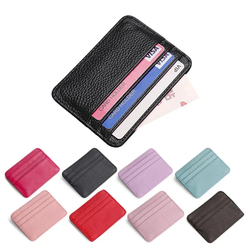 New Simple Multi-card Slot Genuine Leather Card Holder for Men Women Portable Mini Ultra-thin Coin Purse Driver License ID Bag