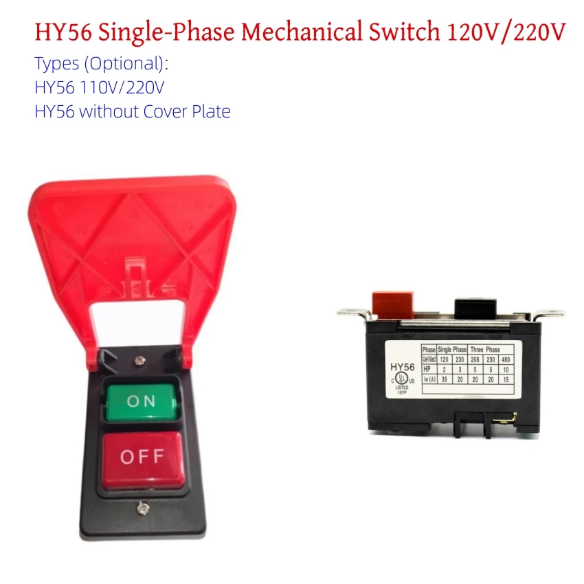 

1 PCS Switch HY56 Single-Phase Mechanical Switch 120V/220V with Emergency Stop Saw Wood Cutting Machine