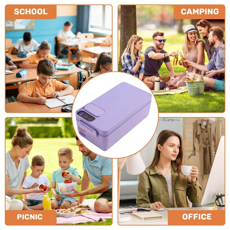 Heated Lunch Box  Electric Lunch Box   Self Heating Lunch Box  Cordless Rechargeable 304 Food-Grade Stainless Steel 1L  C