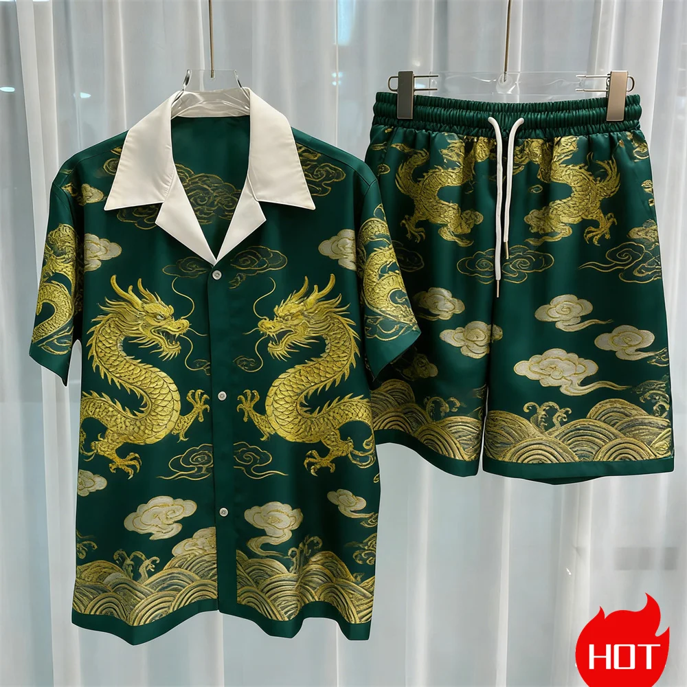 3D Men's set leisure two-piece shorts set high-quality summer Hawaii shirt sett Unisex shirt set home pajamas Mens y2k clothing