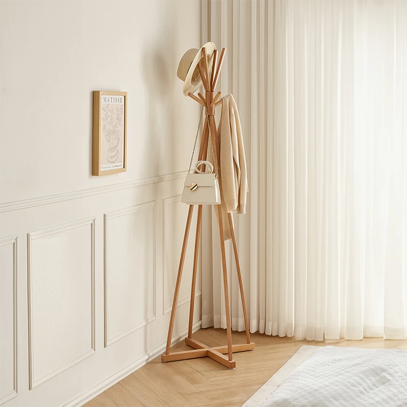 

Nordic Style Solid Wood Coat Rack Clothes Rack Bedroom Floor Clothes Organizer