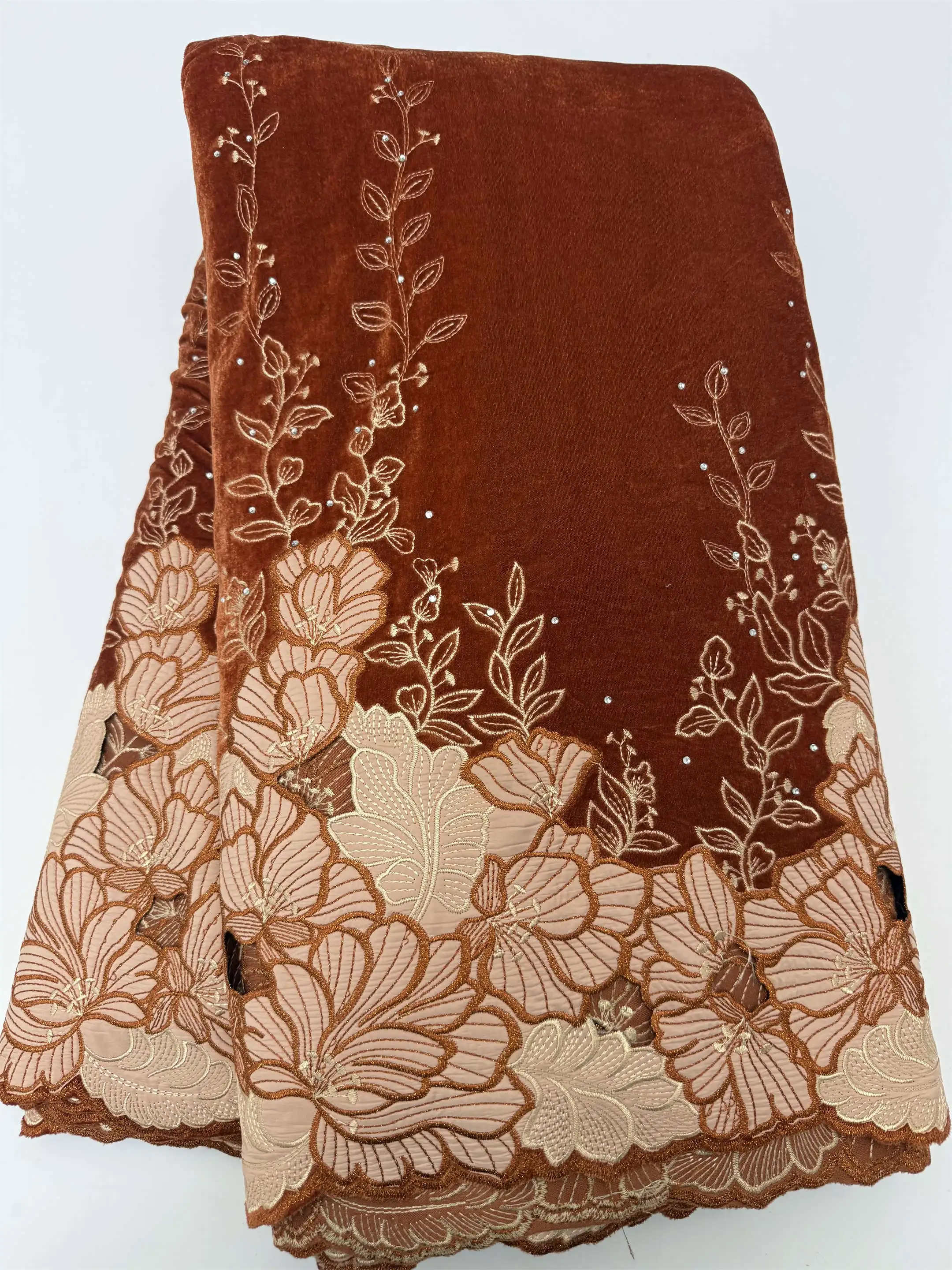 Luxury Handcut African Velvet Lace Fabric with Sequins 5Yards French Double Tulle Material for Nigerian Wedding Dresses 2026