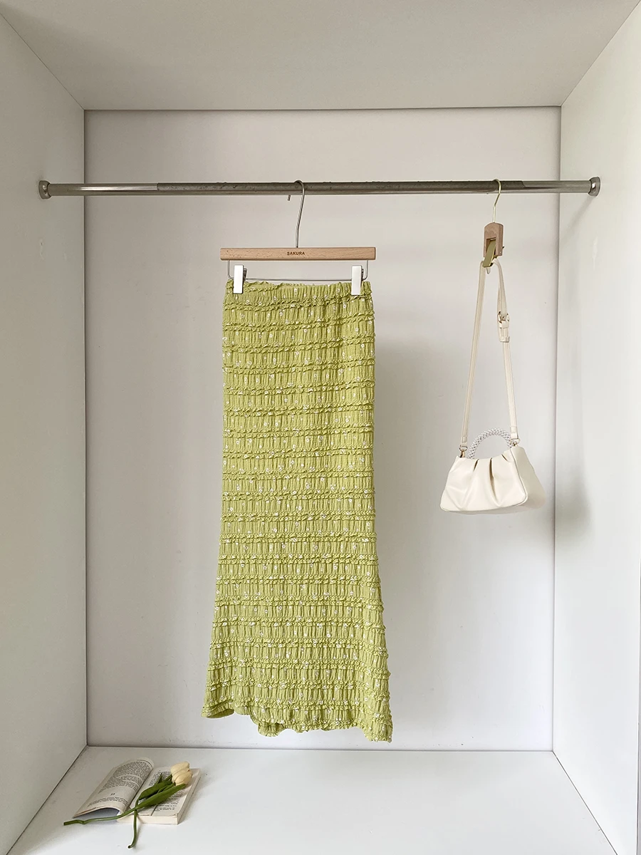 Falda midi elástica de cintura alta con estampado floral estilo coreano, novedad de verano 2025, falda ajustada para mujer, m...
