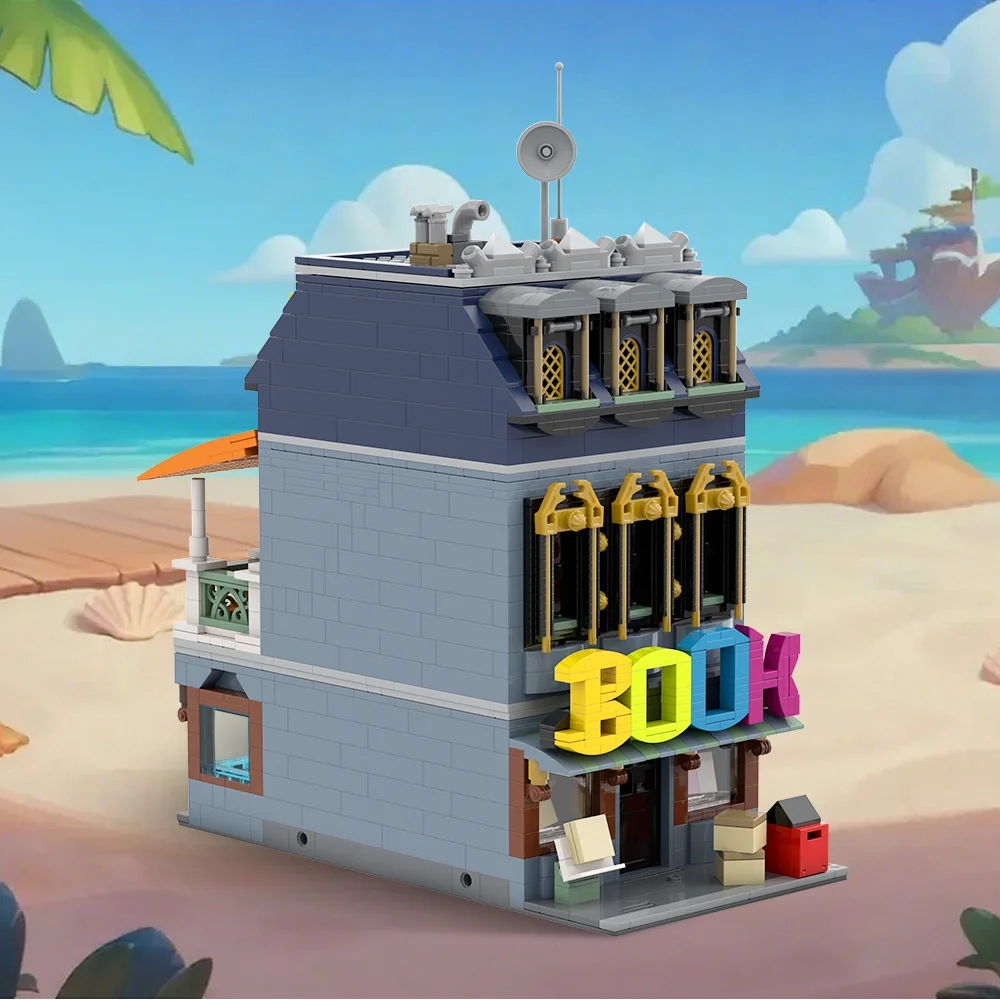 Gobricks MOC シティストリートビューリトルブックショップビルディングブロックモデルブック huse 建築レンガ組み立ておもちゃ子供のギフト