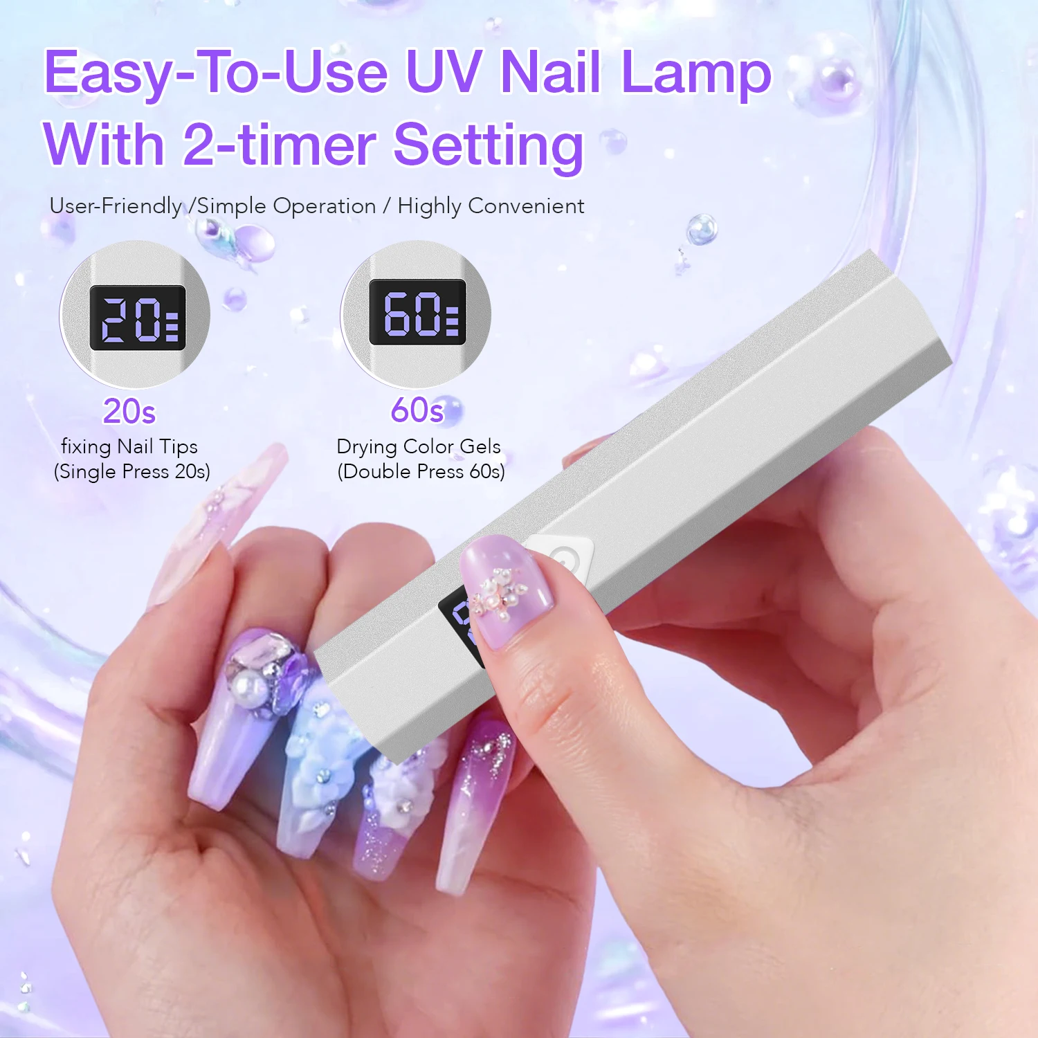 Mini lâmpada uv led recarregável para secagem de unhas, portátil, para esmalte em gel, máquina secadora de unhas, luz uv, salão de manicure doméstico
